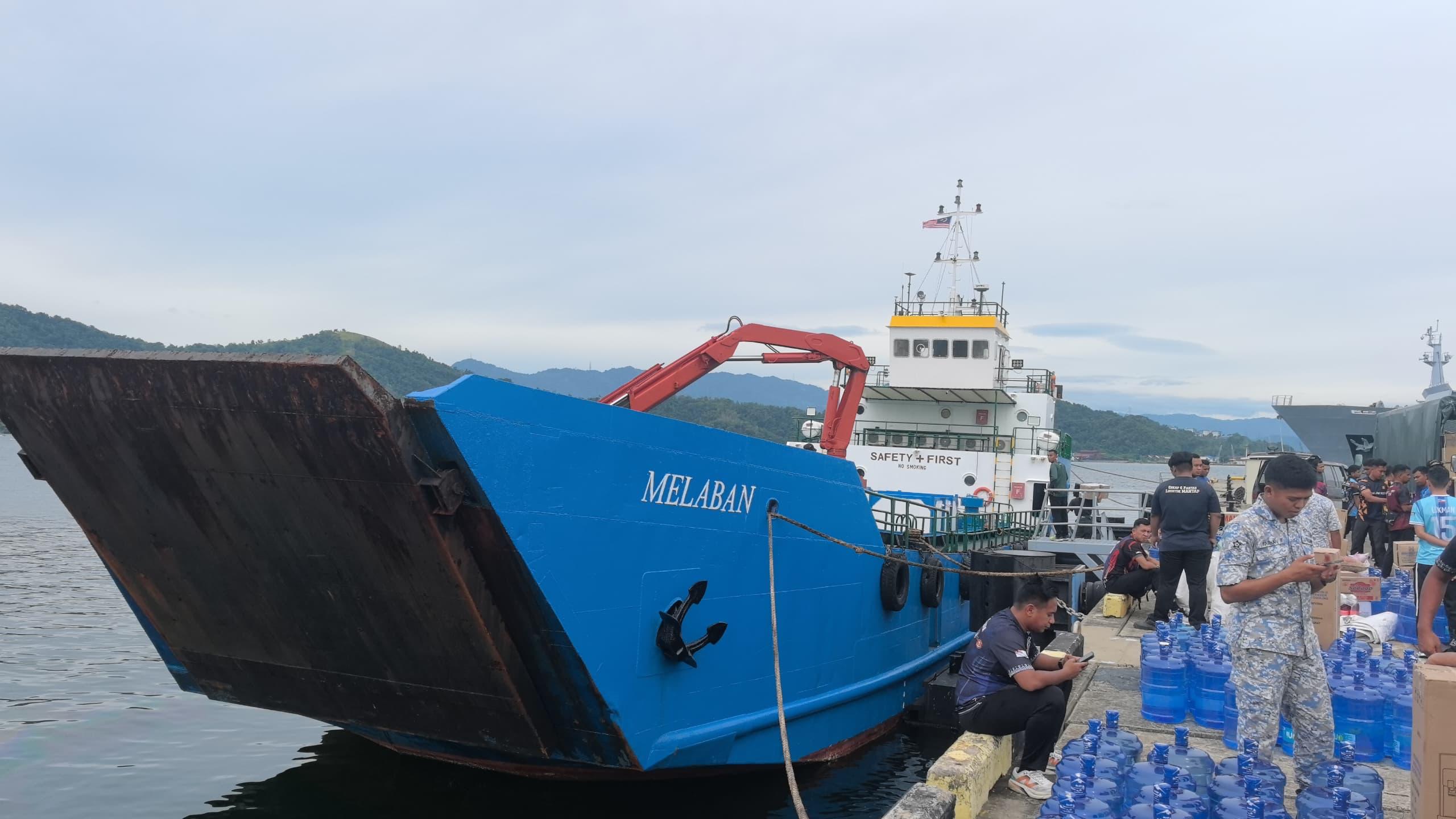 Landing craft tank vessel transporting heavy cargo and equipment